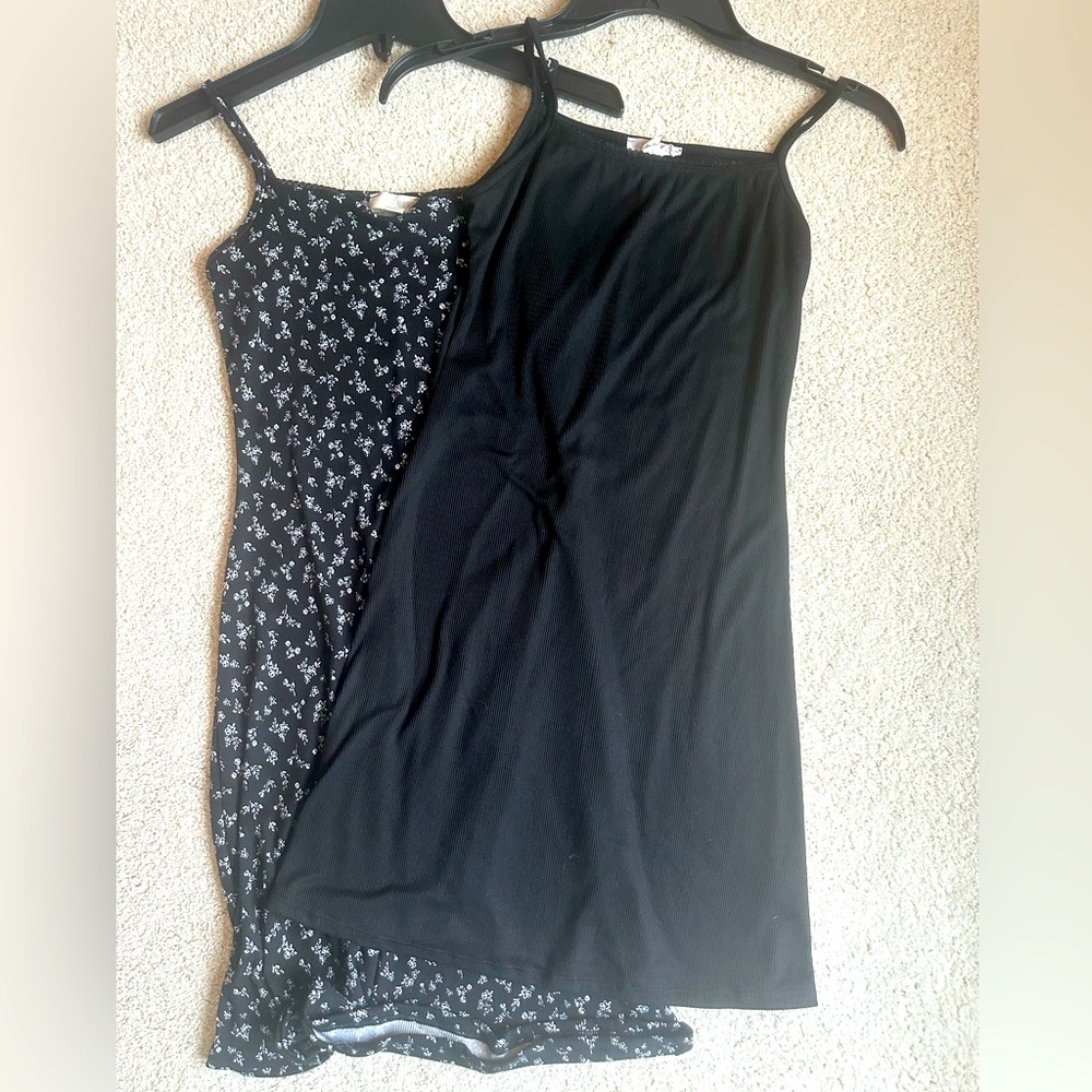 Spaghetti strap slip dresses (2 dresses).